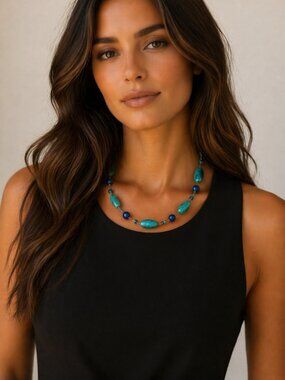 Blue Green Glass Necklace Ocean Look